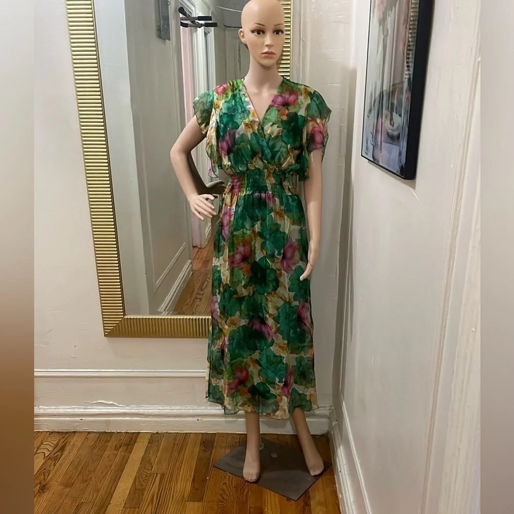 Le Ragazze Green Floral Dress made in Italy